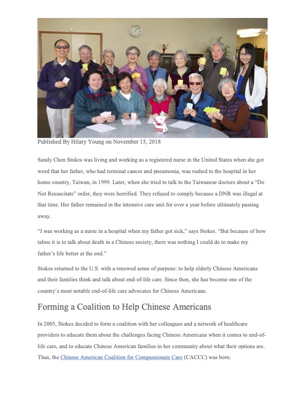 “Right at Home: Compassionate End-of-Life Care for Chinese Americans” (Hilary Young, 11/15/2018)