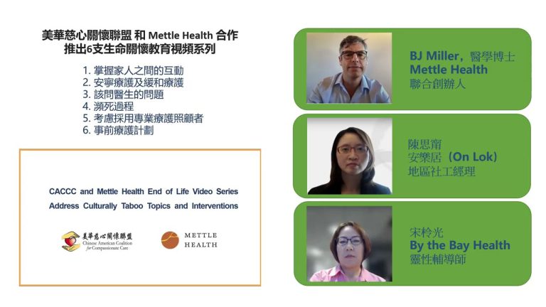 "1. CACCC and Mettle Health collaborate to launch a series of six life care educational videos 2. CACCC launches a new seminar series, 'What Ultimately Matters at the End of Life?'" (The Happiness Equation, 2023)