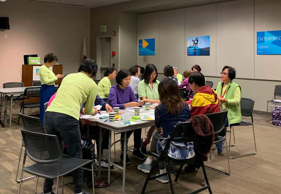 Participants playing Heart-to-Heart around table