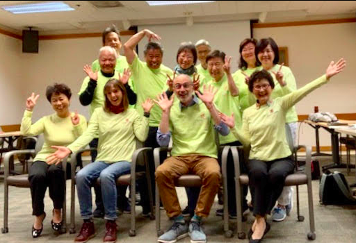 volunteers making fun poses