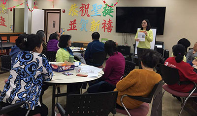 participants listening to facilitator. 