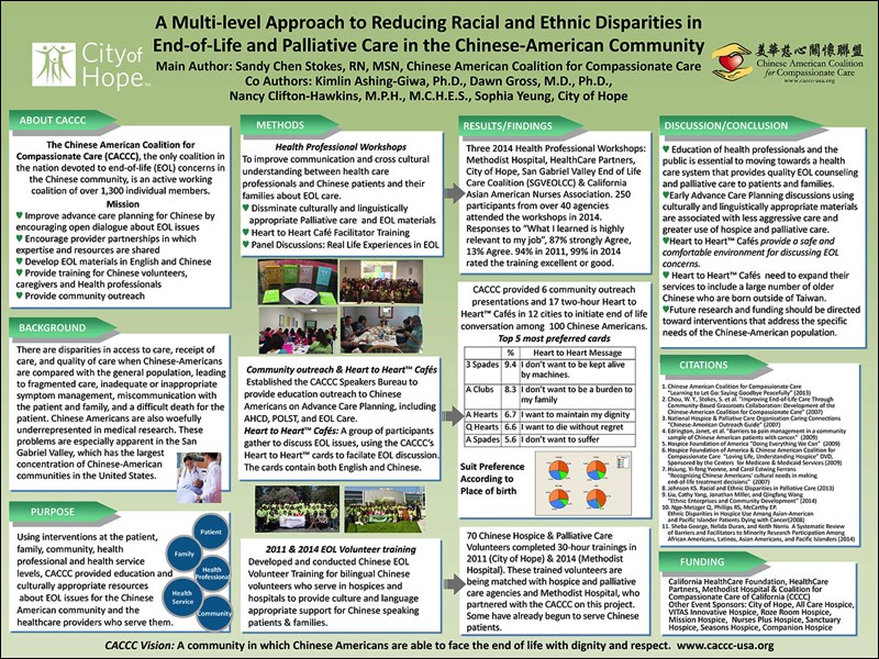 A Multi-level Approach to Reducing Racial and Ethnic Disparities in
End-of-Life and Palliative Care in the Chinese-American Community