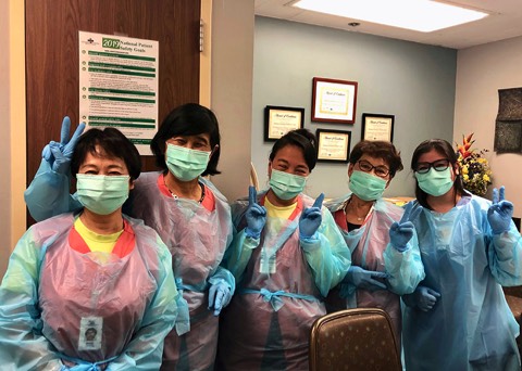 volunteers helping patients