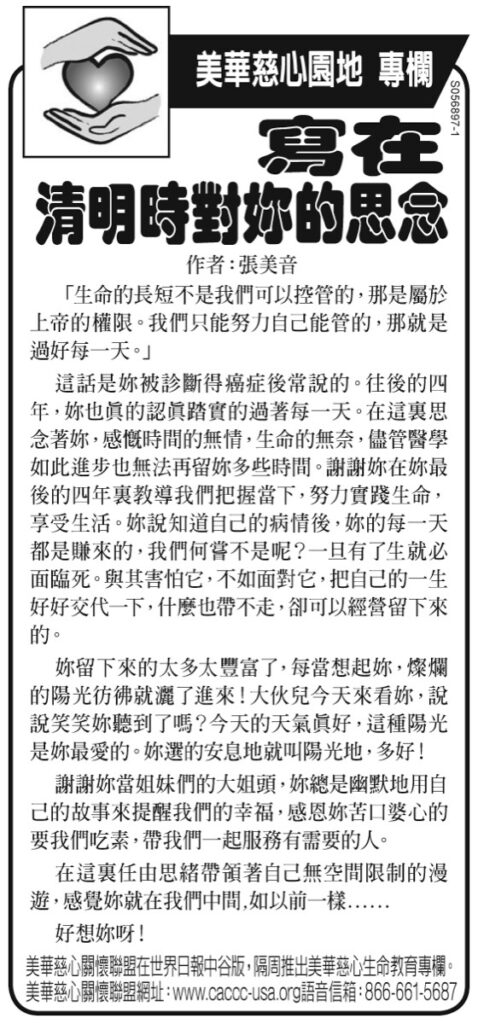 寫在清明時對妳的思念 