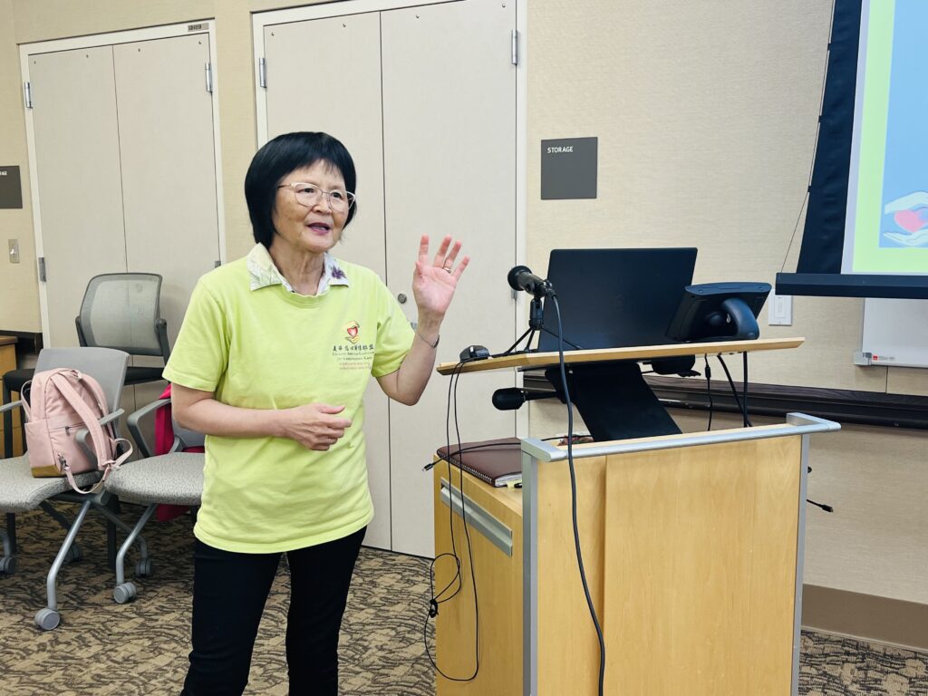 CACCC founder Sandy Chen Stokes on stage